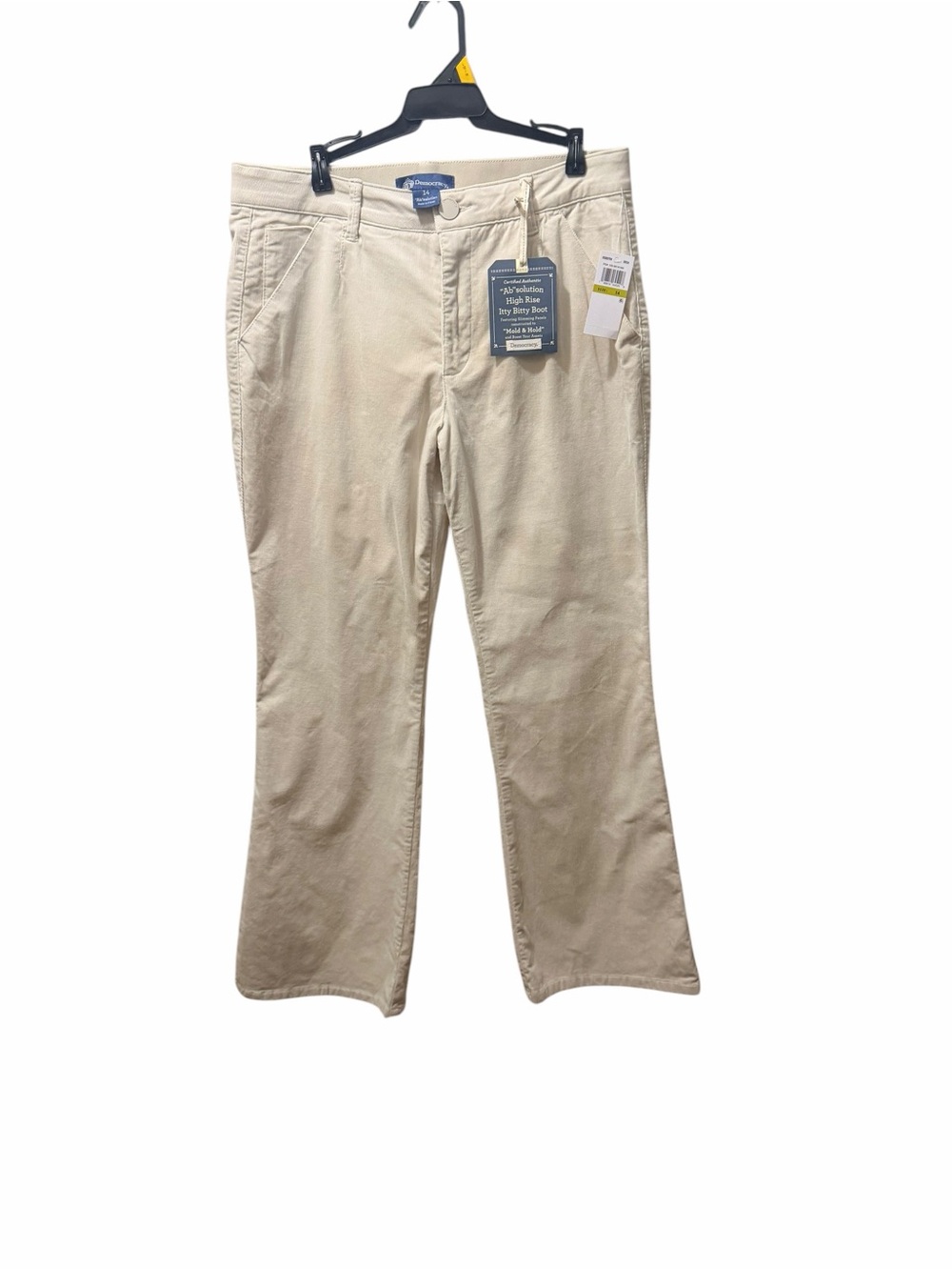 NWT size 14 Democracy Ab Solution Women's Cream Corduroy Boot cut Jeans